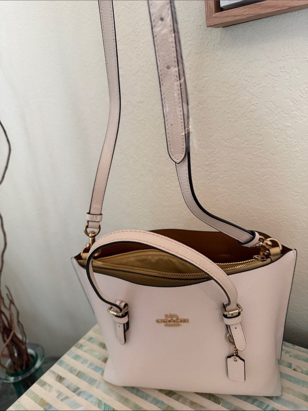Coach Cream Leather Tote with Gold Hardware - Picture 9 of 16